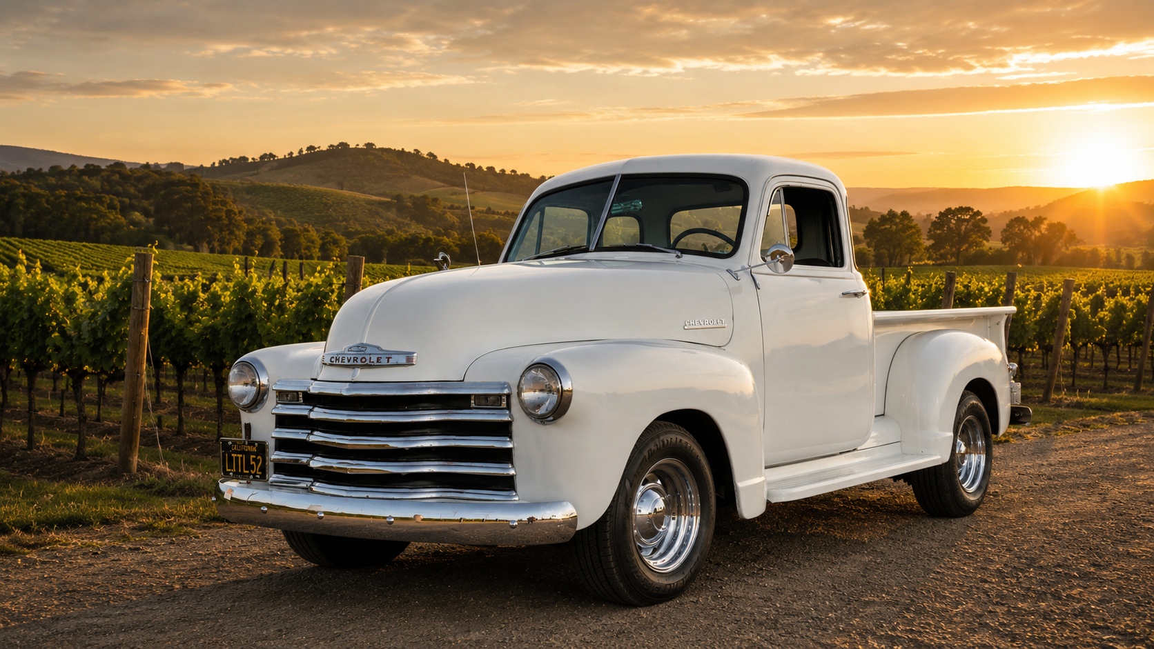 Classic Chevrolet pickup in a Napa Valley vineyard